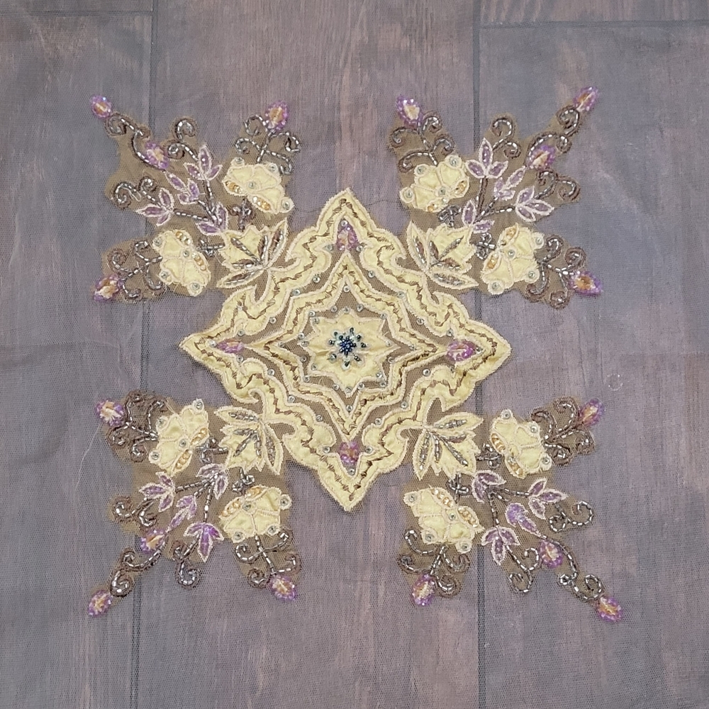 Handmade Indian Sequin Beaded Mesh Table Cloth - Picture 4 of 15
